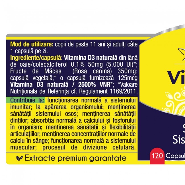 Vitamina D3 5000UI 120 capsule Herbagetica