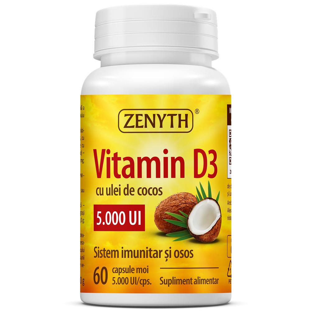 Vitamina D3 cu Ulei de Cocos 5000UI 60 capsule Zenyth