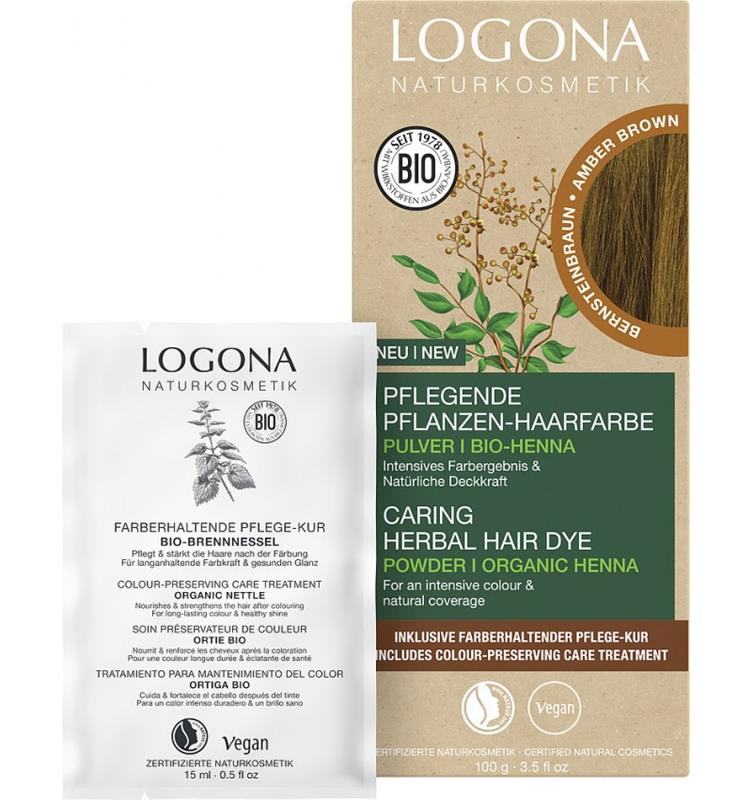 Vopsea de Par pe Baza de Plante Bio, Maro Chihlimbar 100 grame Logona