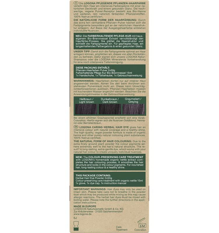 Vopsea de Par pe Baza de Plante Bio, Maro Inchis 100 grame Logona