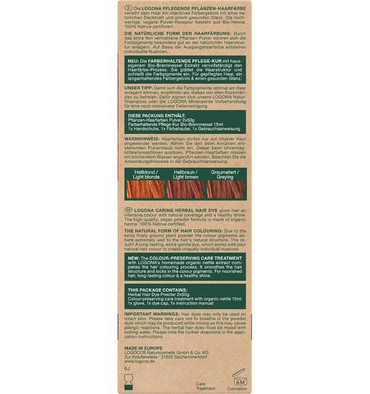 Vopsea de Par pe Baza de Plante Bio, Rosu Henna 100 grame Logona