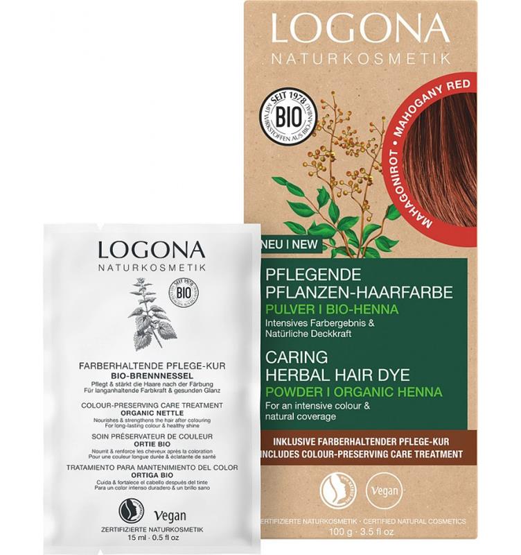 Vopsea de Par pe Baza de Plante Bio, Rosu Mahon 100 grame Logona